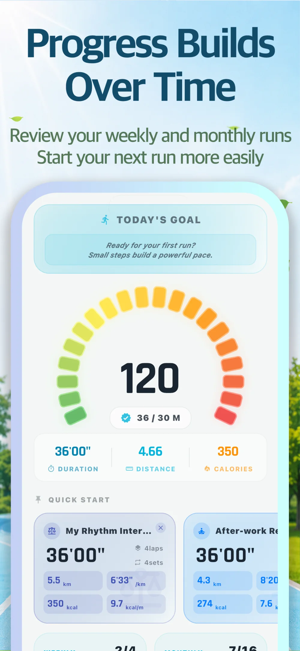 Weekly and monthly running dashboard